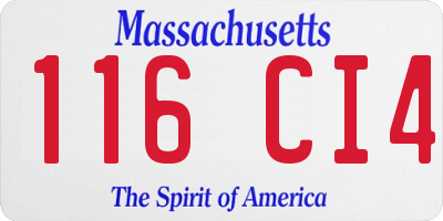 MA license plate 116CI4