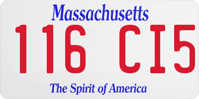 MA license plate 116CI5