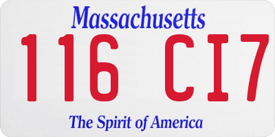 MA license plate 116CI7