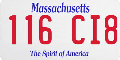 MA license plate 116CI8