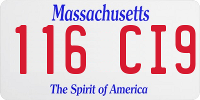 MA license plate 116CI9
