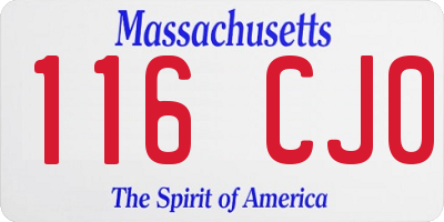 MA license plate 116CJ0