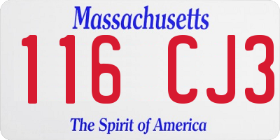 MA license plate 116CJ3