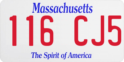MA license plate 116CJ5