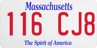 MA license plate 116CJ8