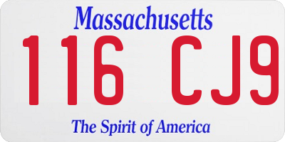 MA license plate 116CJ9