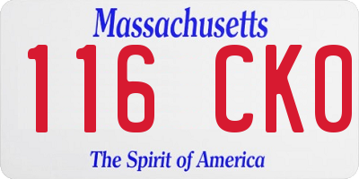 MA license plate 116CK0