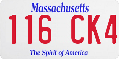 MA license plate 116CK4