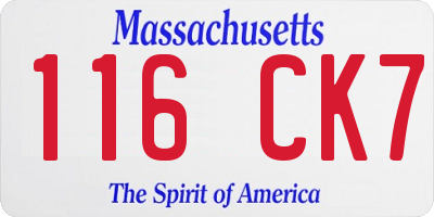 MA license plate 116CK7