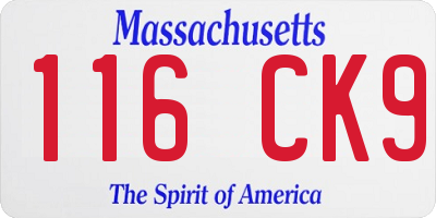 MA license plate 116CK9