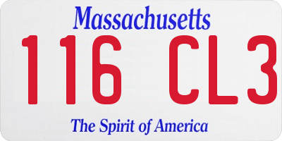 MA license plate 116CL3