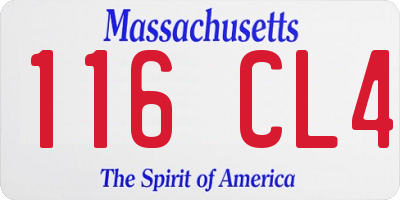 MA license plate 116CL4