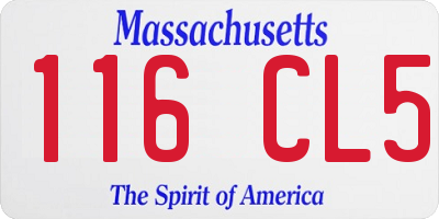 MA license plate 116CL5