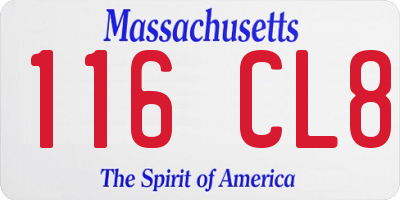 MA license plate 116CL8