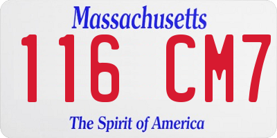 MA license plate 116CM7