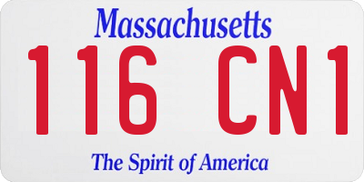 MA license plate 116CN1