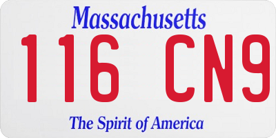 MA license plate 116CN9