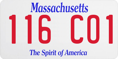 MA license plate 116CO1