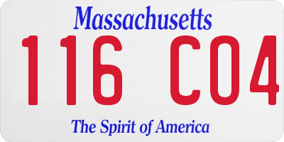 MA license plate 116CO4