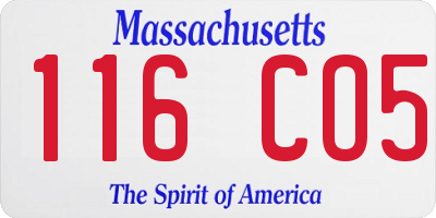 MA license plate 116CO5