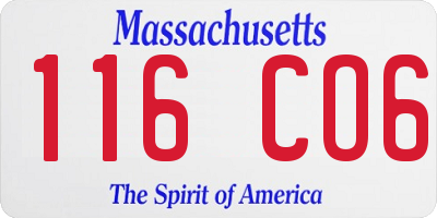 MA license plate 116CO6