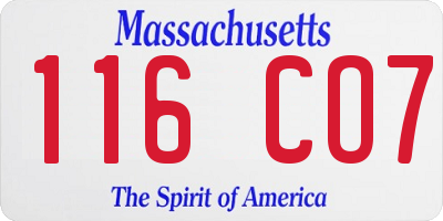 MA license plate 116CO7