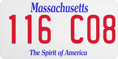 MA license plate 116CO8
