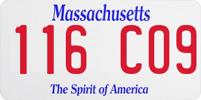 MA license plate 116CO9