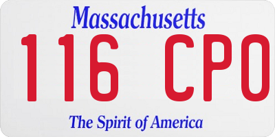 MA license plate 116CP0