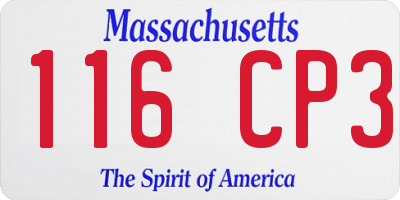 MA license plate 116CP3