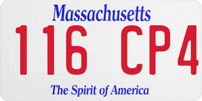 MA license plate 116CP4