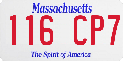 MA license plate 116CP7