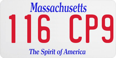 MA license plate 116CP9