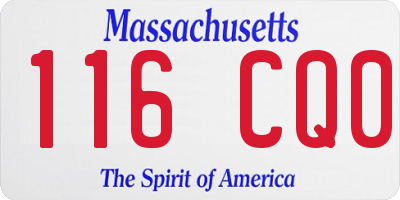 MA license plate 116CQ0