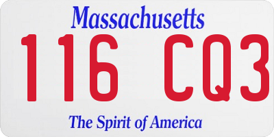 MA license plate 116CQ3