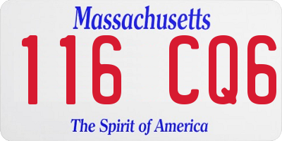 MA license plate 116CQ6
