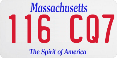 MA license plate 116CQ7