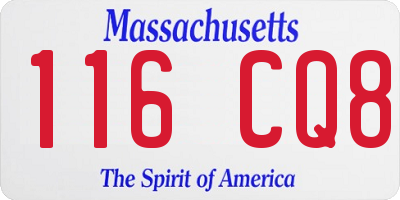 MA license plate 116CQ8