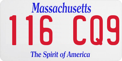 MA license plate 116CQ9