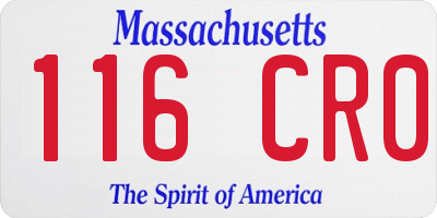 MA license plate 116CR0
