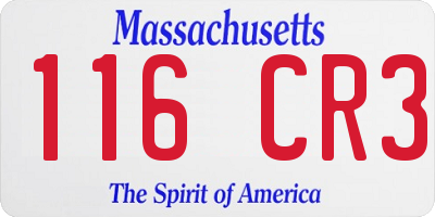 MA license plate 116CR3