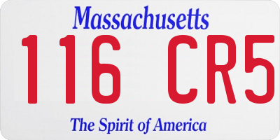 MA license plate 116CR5