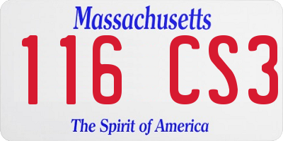 MA license plate 116CS3