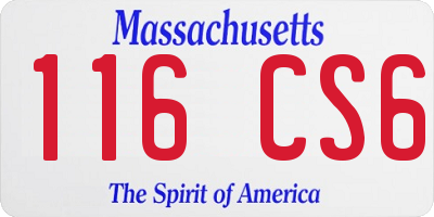 MA license plate 116CS6