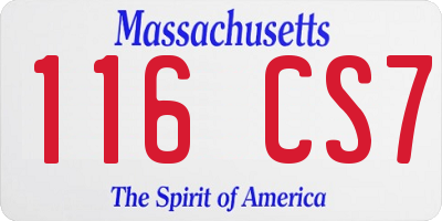 MA license plate 116CS7