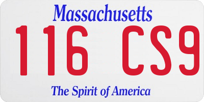 MA license plate 116CS9