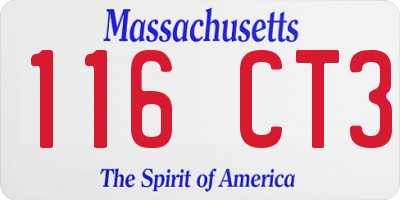 MA license plate 116CT3