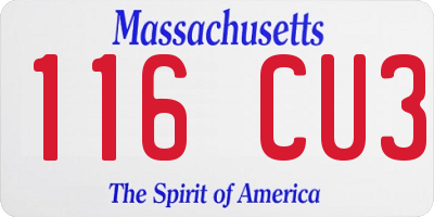 MA license plate 116CU3