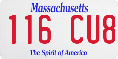 MA license plate 116CU8