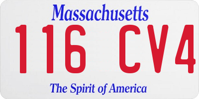 MA license plate 116CV4